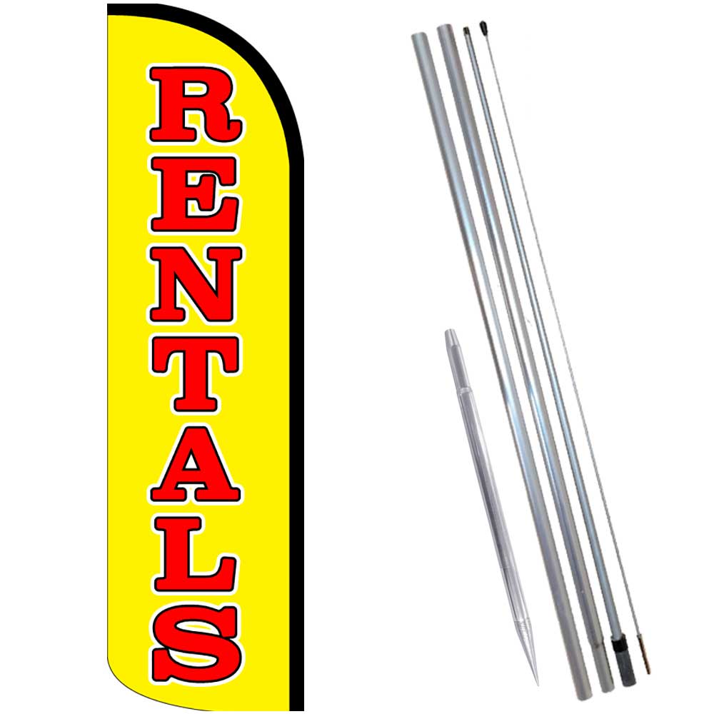 RENTALS Premium Windless Feather Flag Bundle (Complete Kit) OR Optional Replacem
