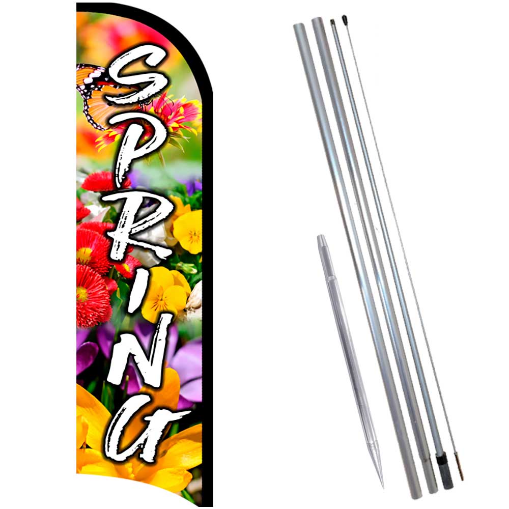 Spring Premium Windless Feather Flag Bundle (Complete Kit) OR Optional Replacem