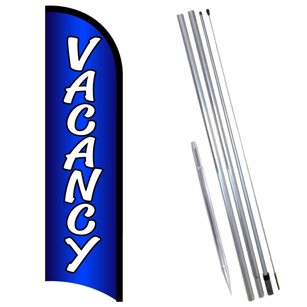 Vacancy Premium Windless Feather Flag Bundle (Complete Kit) OR Optional Replace