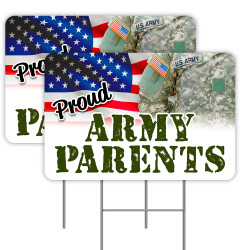 Proud Army Parents 2 Pack Yard Sign 16" x 24" - Double-Sided Print, with Metal Stakes 841098109417