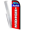Auto Insurance Premium Windless  Feather Flag Bundle (Complete Kit) OR Optional Replacement Flag Only