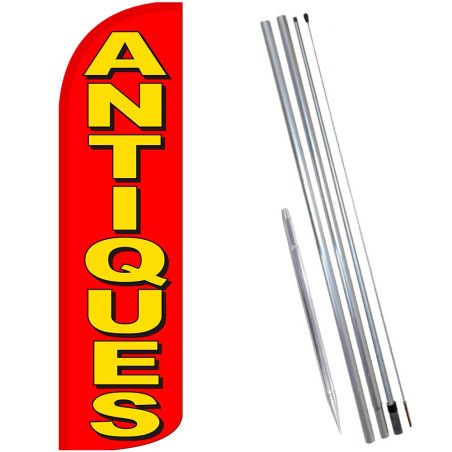 Antiques (Red/Yellow) Windless Feather Flag Bundle (Complete Kit) OR Optional Replacement Flag Only