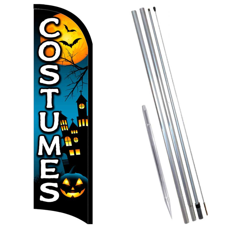 Halloween Costumes Premium Windless  Feather Flag Bundle (Complete Kit) OR Optional Replacement Flag Only