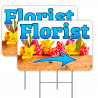 2 Pack Florist Yard Sign 16" x 24" - Double-Sided Print, with Metal Stakes 841098109493