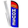 Open House (Red/Blue) Premium Windless Feather Flag Bundle (Complete Kit) OR Optional Replacement Flag Only