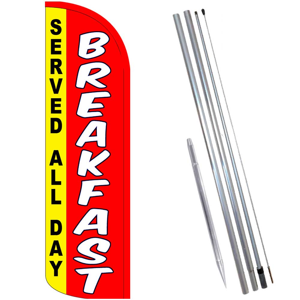 BREAKFAST (Served All Day) Windless Feather Flag Bundle (Complete Kit) OR Option