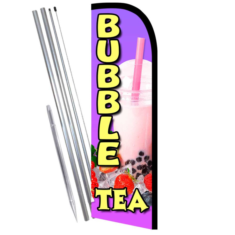 Bubble Tea Premium Windless  Feather Flag Bundle (Complete Kit) OR Optional Replacement Flag Only