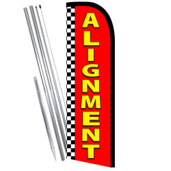 ALIGNMENT (Red/Checkered) Windless Feather Flag Bundle (Complete Kit) OR Optional Replacement Flag Only