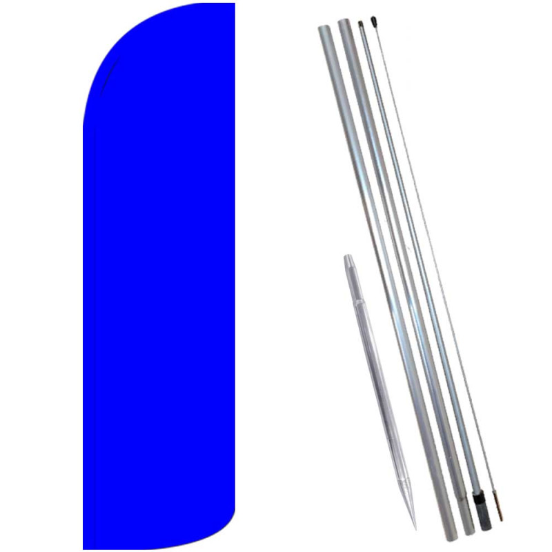 Solid Blue Windless Feather Flag Bundle (Complete Kit) OR Optional Replacement Flag Only