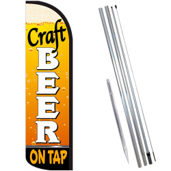 CRAFT BEER ON TAP Windless Feather Flag Bundle (Complete Kit) OR Optional Replacement Flag Only