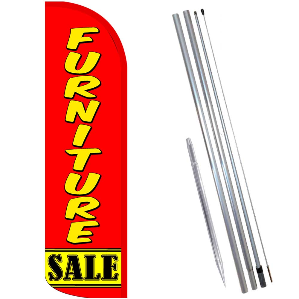 Furniture Sale (Red/Yellow) Windless Feather Flag Bundle (Complete Kit) OR Optio