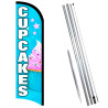 CUPCAKES Premium Windless Feather Flag Bundle (Complete Kit) OR Optional Replacement Flag Only