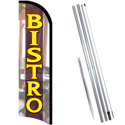 BISTRO Premium Windless  Feather Flag Bundle (Complete Kit) OR Optional Replacement Flag Only