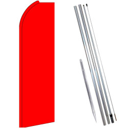 Solid RED Flutter Feather Flag Bundle (Complete Kit) OR Optional Replacement Flag Only