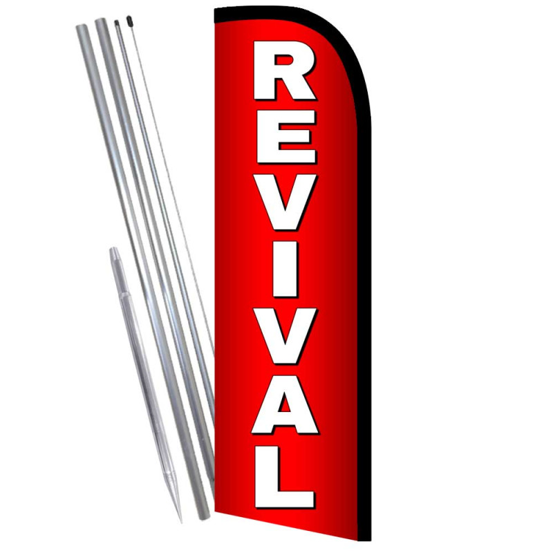 Revival Premium Windless  Feather Flag Bundle (Complete Kit) OR Optional Replacement Flag Only