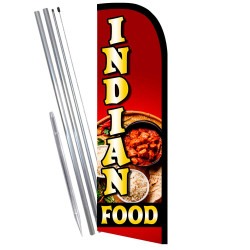 Indian Food Premium Windless  Feather Flag Bundle (Complete Kit) OR Optional Replacement Flag Only
