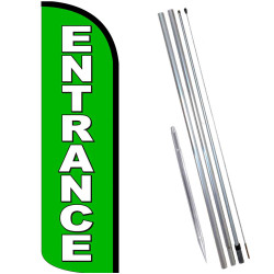 ENTRANCE (Green) Windless Feather Flag Bundle (Complete Kit) OR Optional Replacement Flag Only