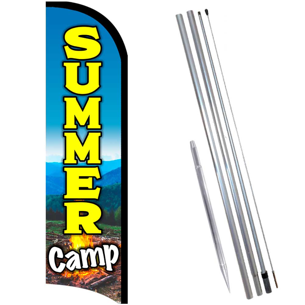 SUMMER CAMP Premium Windless Feather Flag Bundle (Complete Kit) OR Optional Rep