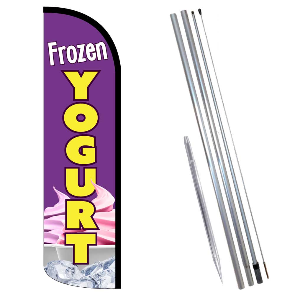 Frozen Yogurt Premium Windless Feather Flag Bundle (Complete Kit) OR Optional R