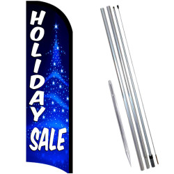 Holiday Sale Premium Windless Feather Flag Bundle (Complete Kit) OR Optional Replacement Flag Only