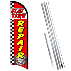 Flat Tire Repair Premium Windless  Feather Flag Bundle (Complete Kit) OR Optional Replacement Flag Only