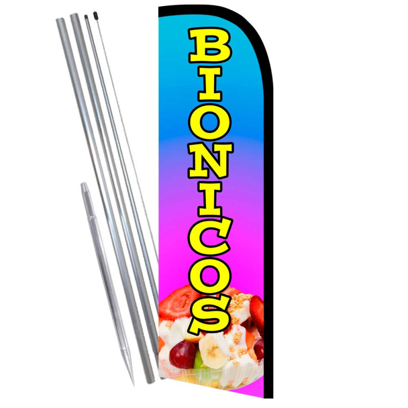 Bionicos Premium Windless  Feather Flag Bundle (Complete Kit) OR Optional Replacement Flag Only