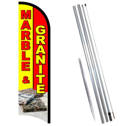 Marble & Granite Premium Windless  Feather Flag Bundle (Complete Kit) OR Optional Replacement Flag Only