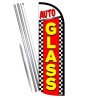 Auto Glass (Checkered) Windless Feather Flag Bundle (Complete Kit) OR Optional Replacement Flag Only