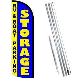 STORAGE - RV Boat Parking Windless Feather Flag Bundle (Complete Kit) OR Optional Replacement Flag Only