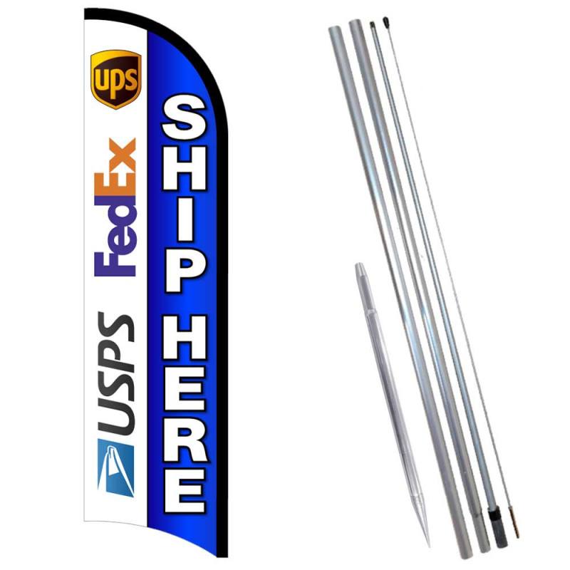 SHIP HERE Premium Windless  Feather Flag Bundle (Complete Kit) OR Optional Replacement Flag Only