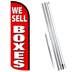 We Sell Boxes (Red) Windless Feather Flag Bundle (Complete Kit) OR Optional Replacement Flag Only