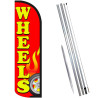Wheels (Red) Windless Feather Flag Bundle (Complete Kit) OR Optional Replacement Flag Only