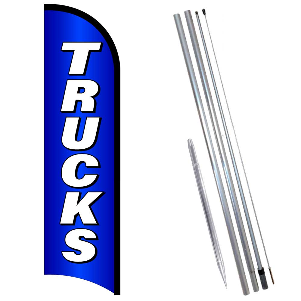 TRUCKS Premium Windless Feather Flag Bundle (Complete Kit) OR Optional Replacem