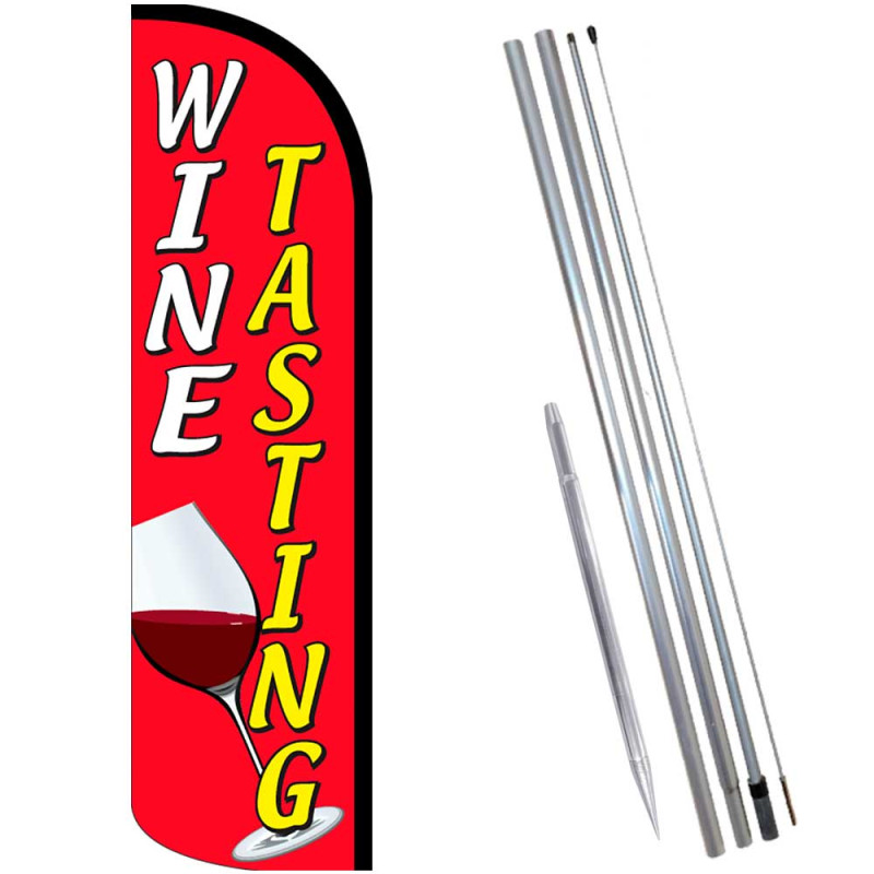 WINE TASTING Windless Feather Flag Bundle (Complete Kit) OR Optional Replacement Flag Only