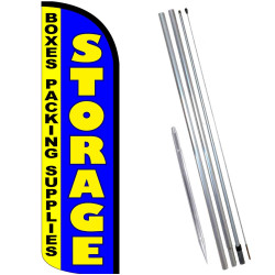 STORAGE - Boxes Packing Supplies Premium Windless Feather Flag Bundle (Complete Kit) OR Optional Replacement Flag Only