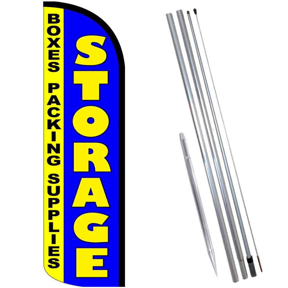 STORAGE – Boxes Packing Supplies Premium Windless Feather Flag Bundle (Complete