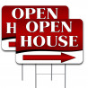 2 Pack Open House (Arrow) Yard Sign 16" x 24" - Double-Sided Print, with Metal Stakes 841098111632