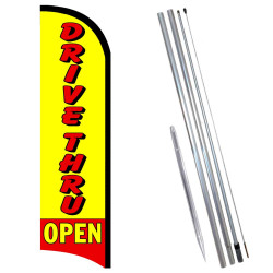Drive Thru Open Premium Windless  Feather Flag Bundle (Complete Kit) OR Optional Replacement Flag Only