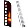 Firewood Premium Windless Feather Flag Bundle (11.5' Tall Flag, 15' Tall Flagpole, Ground Mount Stake)
