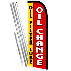 3 pack Oil Change Swooper Flag With Complete Hybrid Pole set 