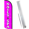 NAILS & SPA (Pink/White) Windless Feather Flag Bundle (Complete Kit) OR Optional Replacement Flag Only