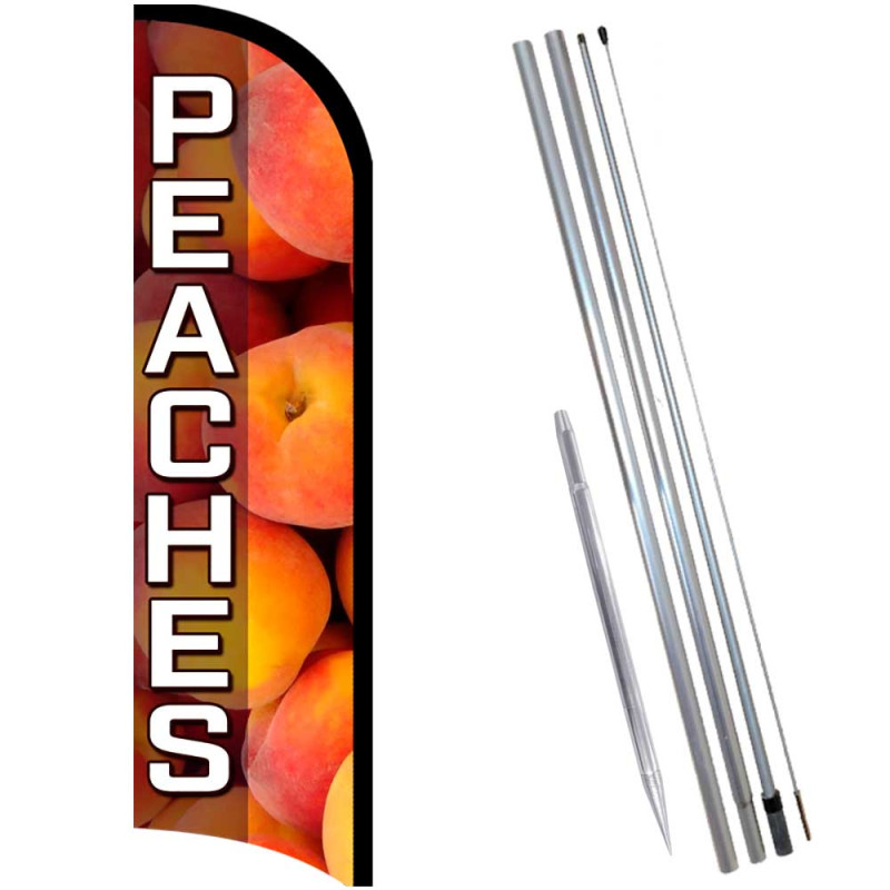 Peaches Premium Windless  Feather Flag Bundle (Complete Kit) OR Optional Replacement Flag Only