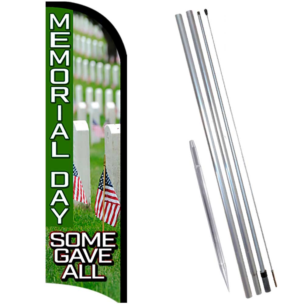 Memorial Day Premium Windless Feather Flag Bundle (Kit OR Flag Only)
