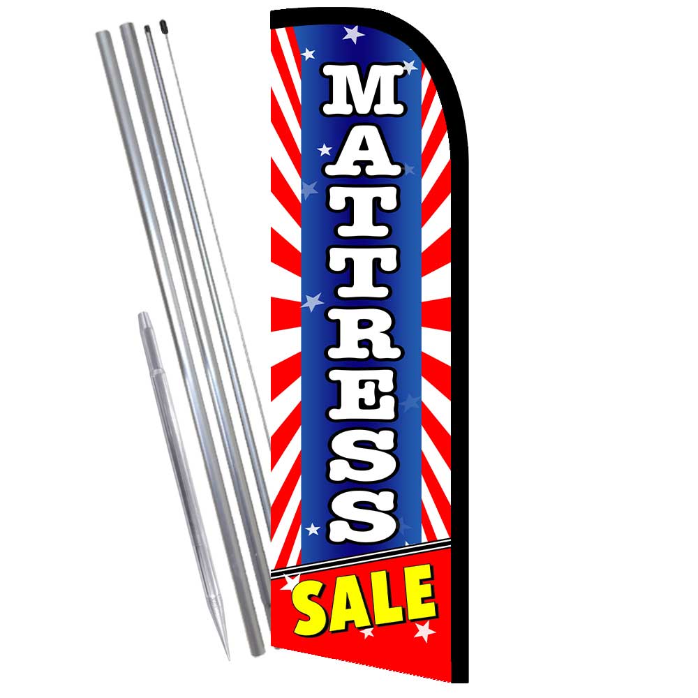 Mattress Sale (Starburst) Windless Feather Flag Bundle (Complete Kit) OR Optiona
