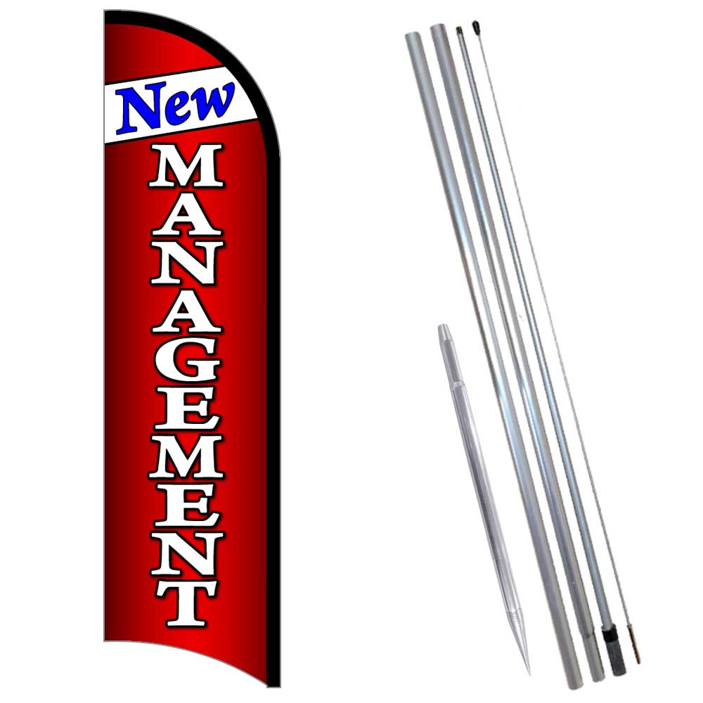 New Management Premium Windless Feather Flag Bundle (Complete Kit) OR Optional