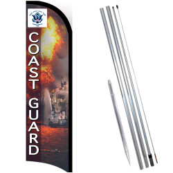 COAST GUARD Premium Windless  Feather Flag Bundle (Complete Kit) OR Optional Replacement Flag Only