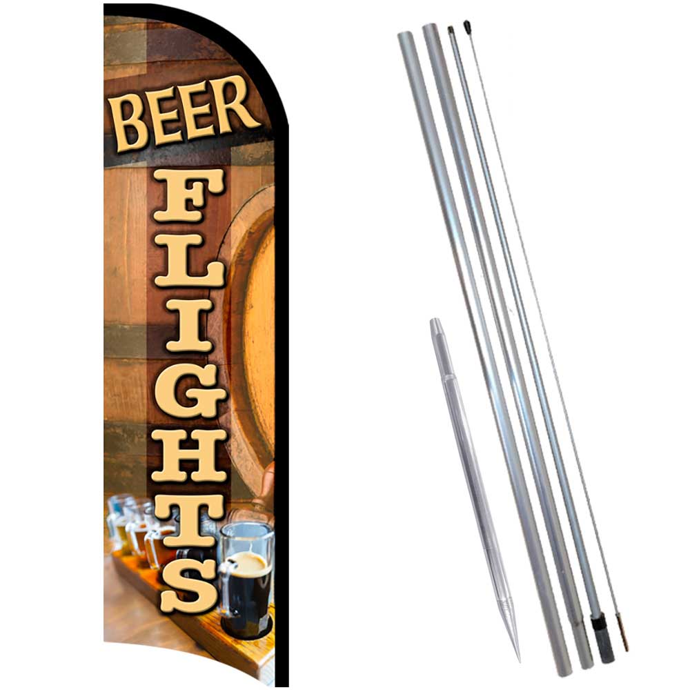 BEER FLIGHTS Premium Windless Feather Flag Bundle (Complete Kit) OR Optional Re
