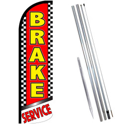 Brake Service (Checkered) Windless Feather Flag Bundle (Complete Kit) OR Optional Replacement Flag Only