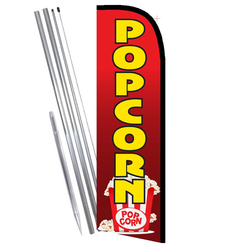 Popcorn Windless Feather Flag Bundle (Complete Kit) OR Optional Replacement Flag Only