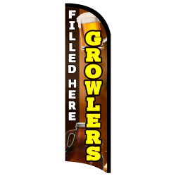 Growlers Filled Here Premium Windless Feather Flag Bundle (Complete Kit) OR Optional Replacement Flag Only